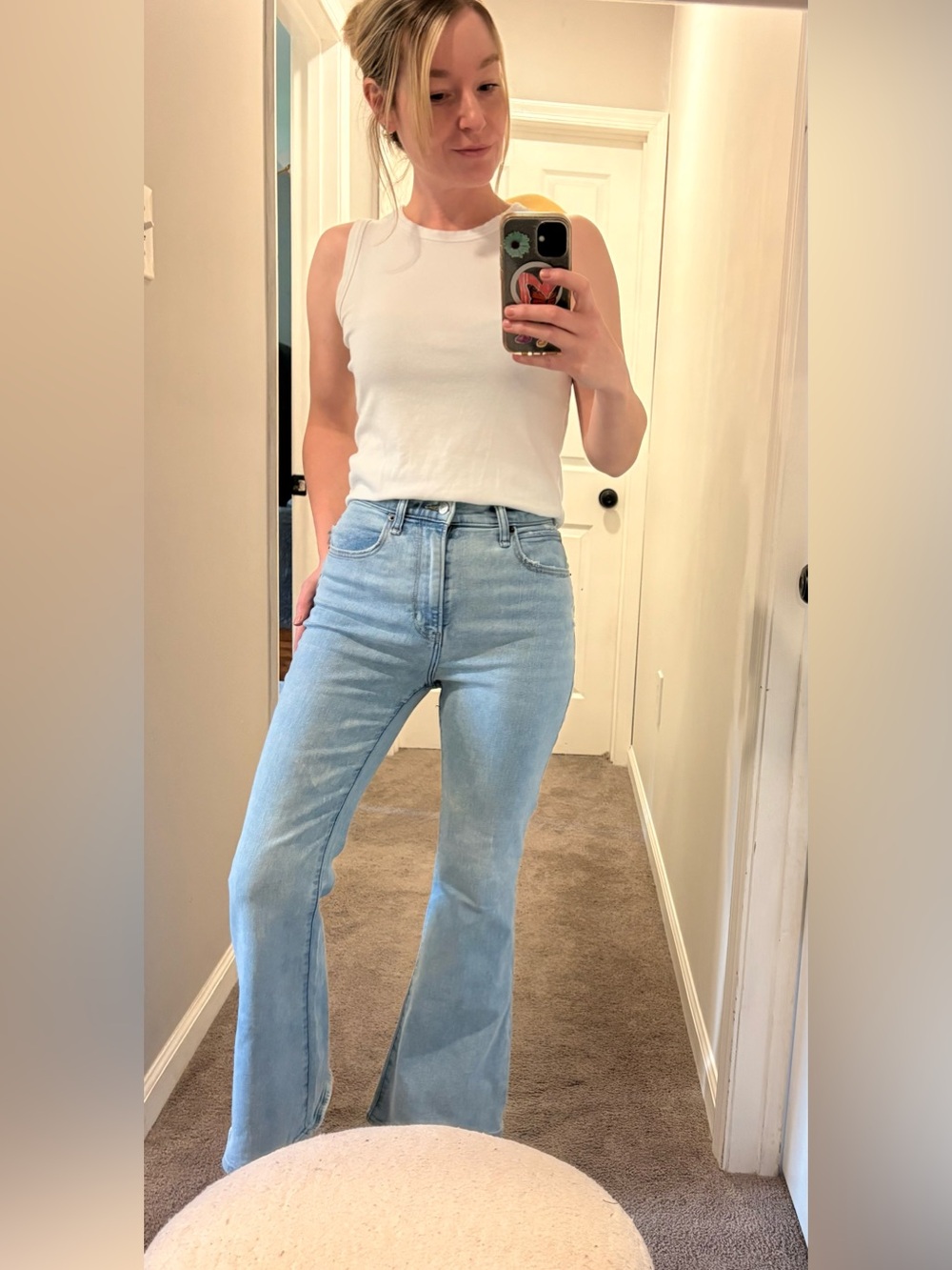 Abercrombie & Fitch Light Wash Curve Love The Flare Ultra High-Rise Jeans